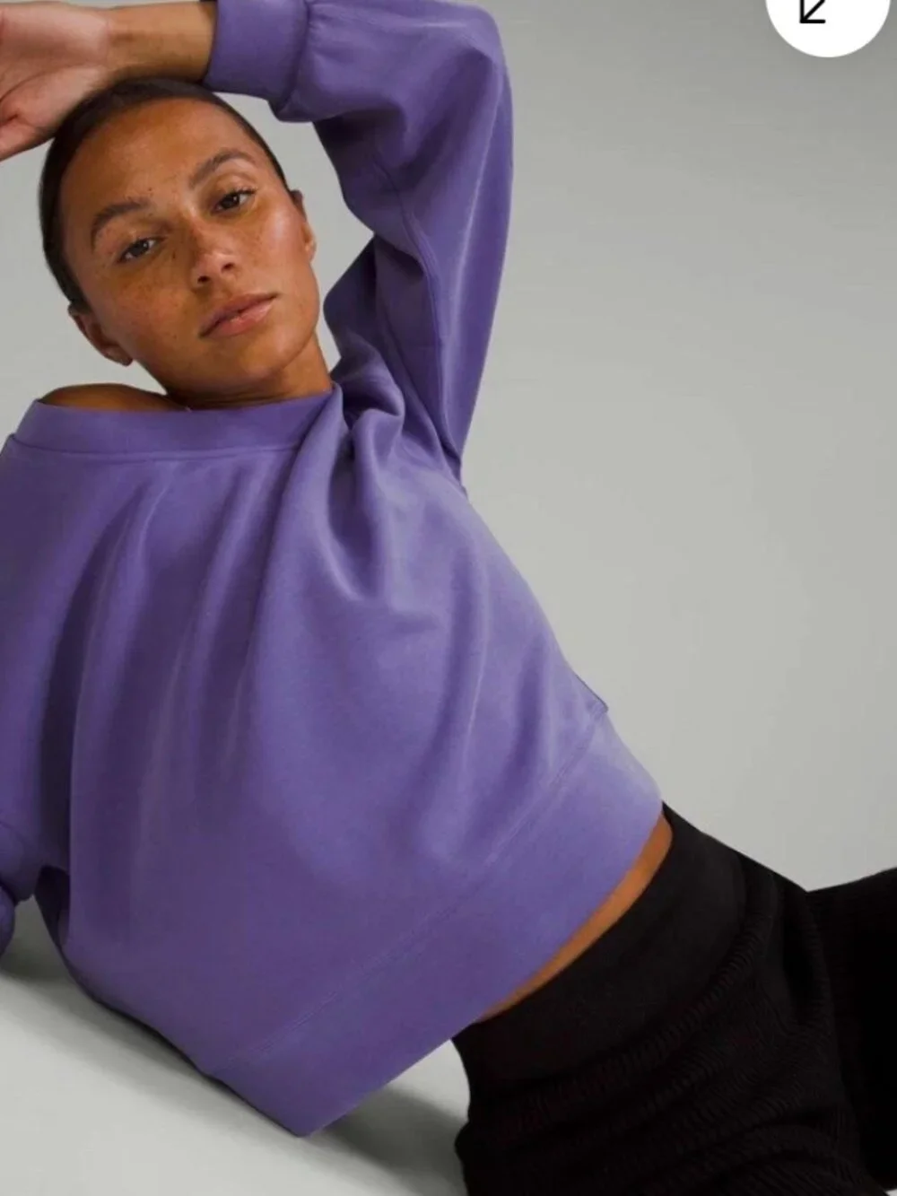 Lululemon Softstreme Perfectly Oversized Cropped Crew Charged indigo Size 6